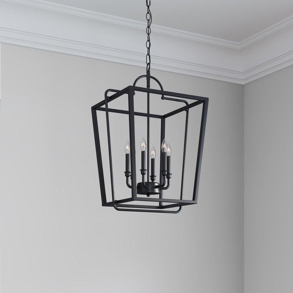 Millennium Lighting Matte Black 360W 6-Light Candelabra E-12 Incandescent Pendant Light 