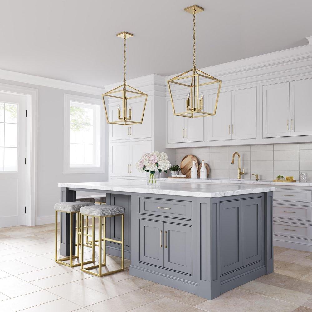Millennium Lighting Modern Gold 240W 4-Light Candelabra E-12 Pendant Light 