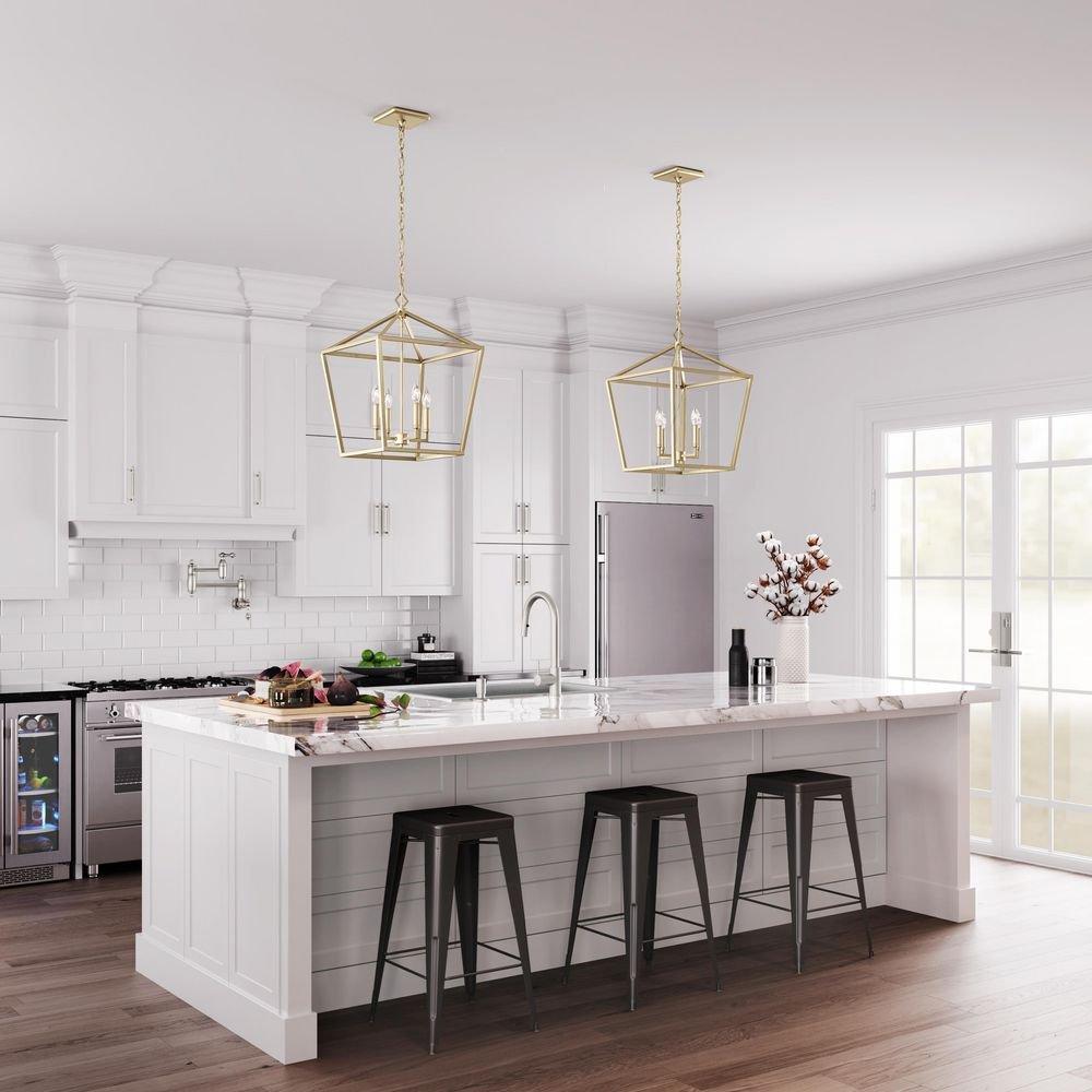 Millennium Lighting Modern Gold 240W 4-Light Candelabra E-12 Pendant Light 