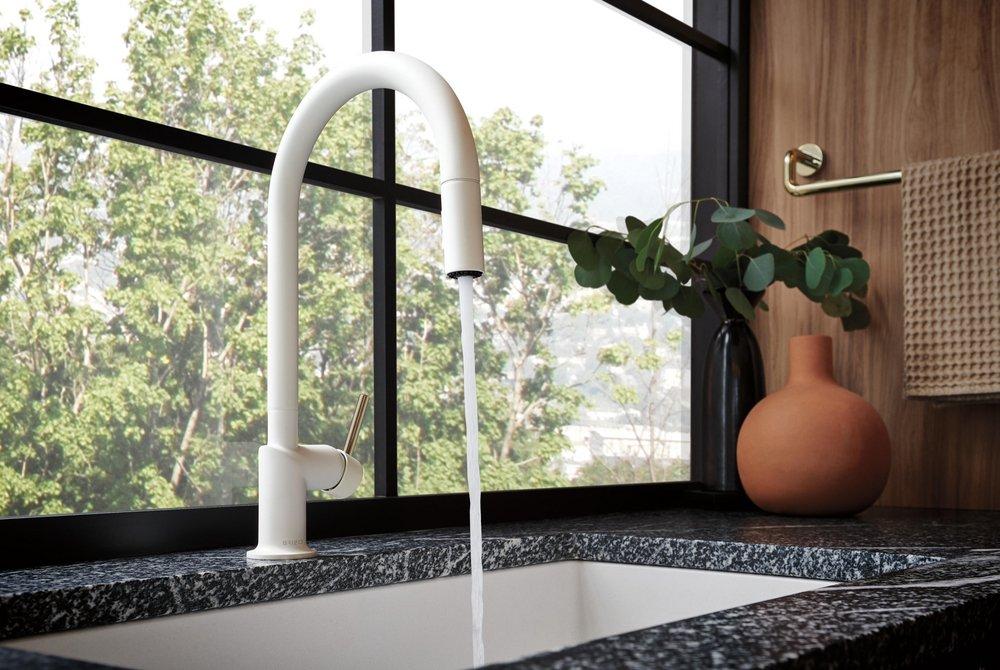 Brizo Matte White Single Handle Pull Down Kitchen Faucet 