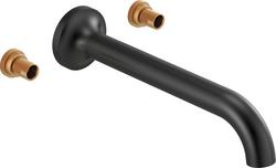 Two Handle Wall Mount Tub Filler in Matte Black