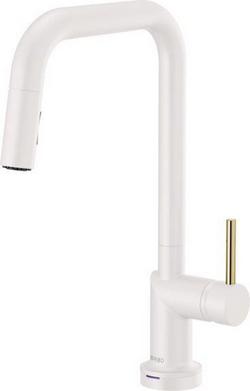 Single Handle Pull Down Kitchen Faucet with Touch Activation in Matte White (Handle Sold Separately)