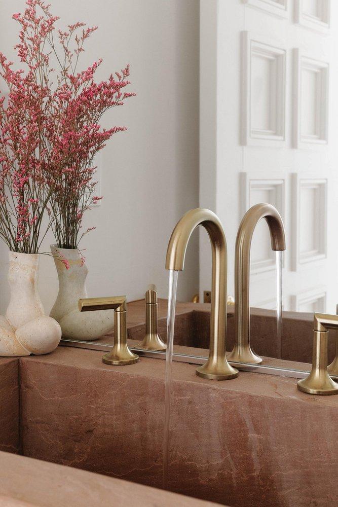 Brizo Brilliance Luxe Gold Two Handle Widespread Bathroom Sink Faucet 