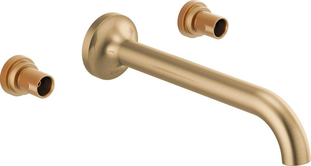 Brizo Luxe Gold Two Handle Wall Mount Widespread Bathroom Sink Faucet Handles Sold Separately 