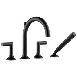 Two Handle Roman Tub Faucet with Hand Shower in Matte Black (Trim Only) (Handles Sold Separately)