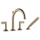 Two Handle Roman Tub Faucet with Hand Shower in Brilliance® Luxe Gold (Trim Only) (Handles Sold Separately)