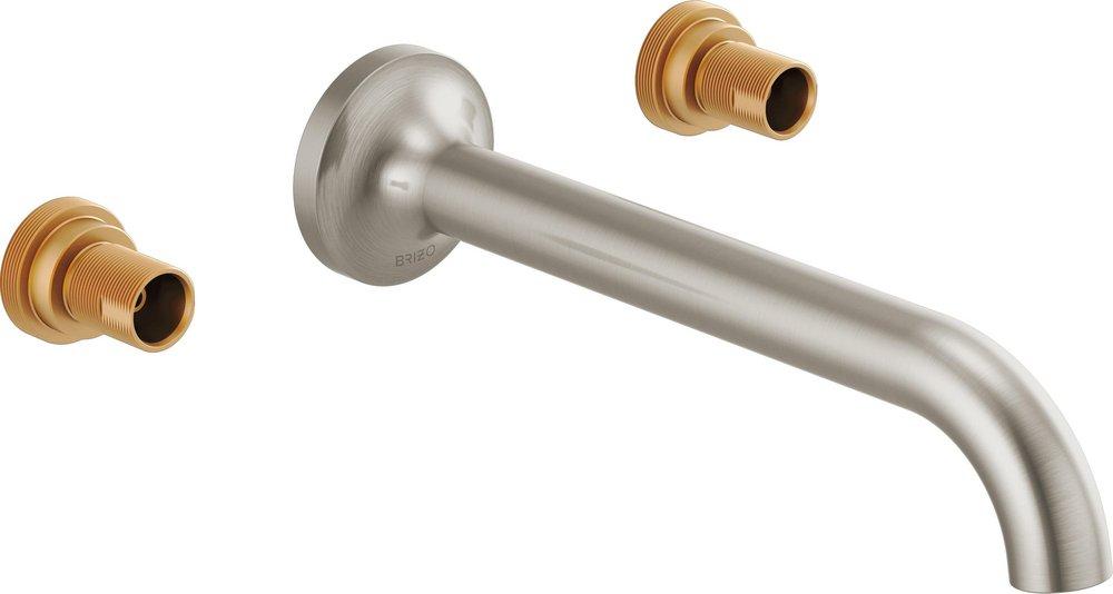 Two Handle Wall Mount Widespread Bathroom Sink Faucet in Brushed Nickel 