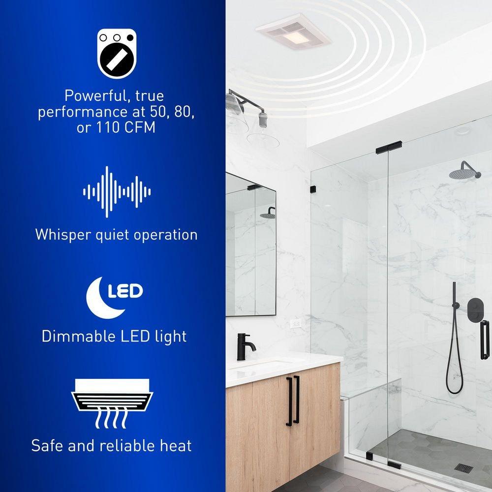 Panasonic White 50-80-110 CFM Ceiling Mount Ventilation Fan in White - 0.3-1.5 Sones 