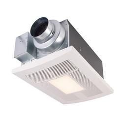 50-80-110 CFM Ceiling Mount Ventilation Fan with Heater & LED Light in White - 0.3-1.5 Sones