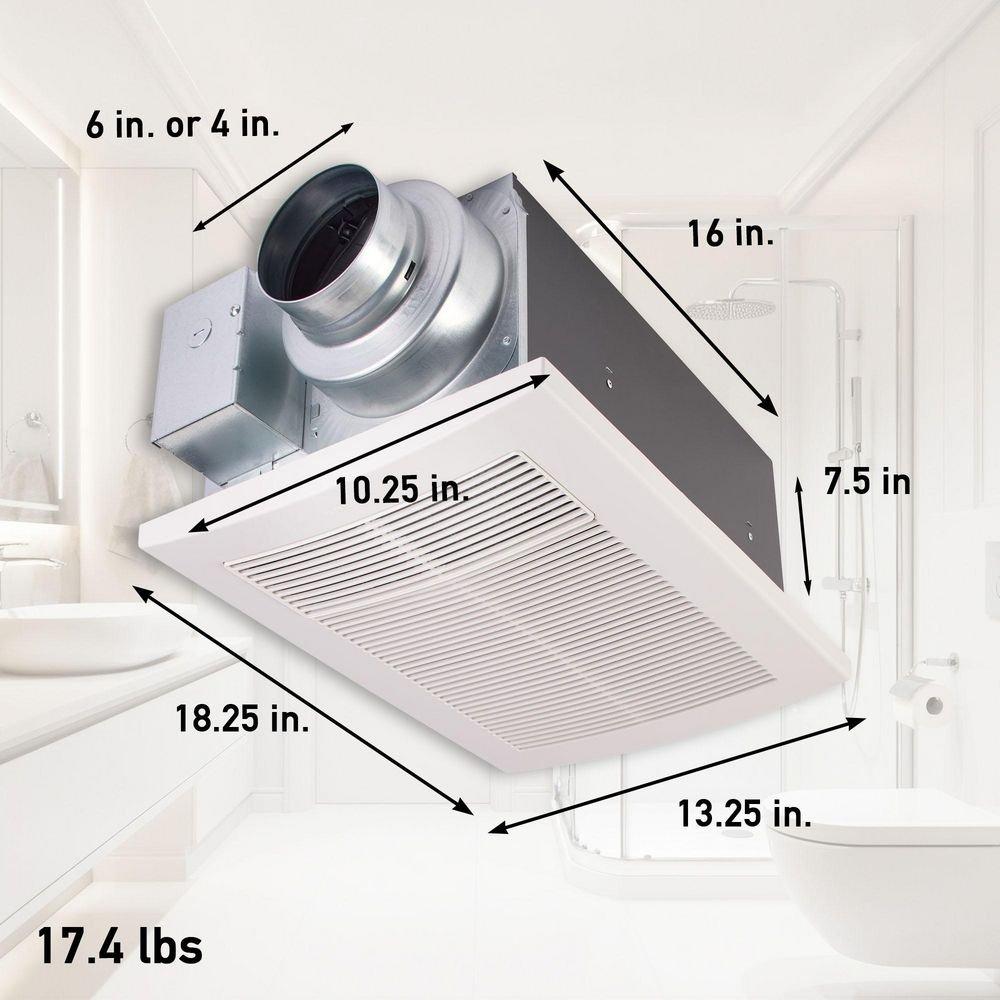 Panasonic White 50-80-110 CFM Ceiling Mount Ventilation Fan in White - 0.3-1.5 Sones 