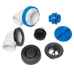 PVC Bath Waste Half Kit with Toe-Tap Stopper with Test Kit in Matte Black