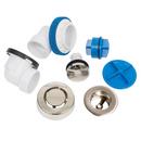 PVC Bath Waste Half Kit with Toe-Tap Stopper with Test Kit in Brushed Nickel
