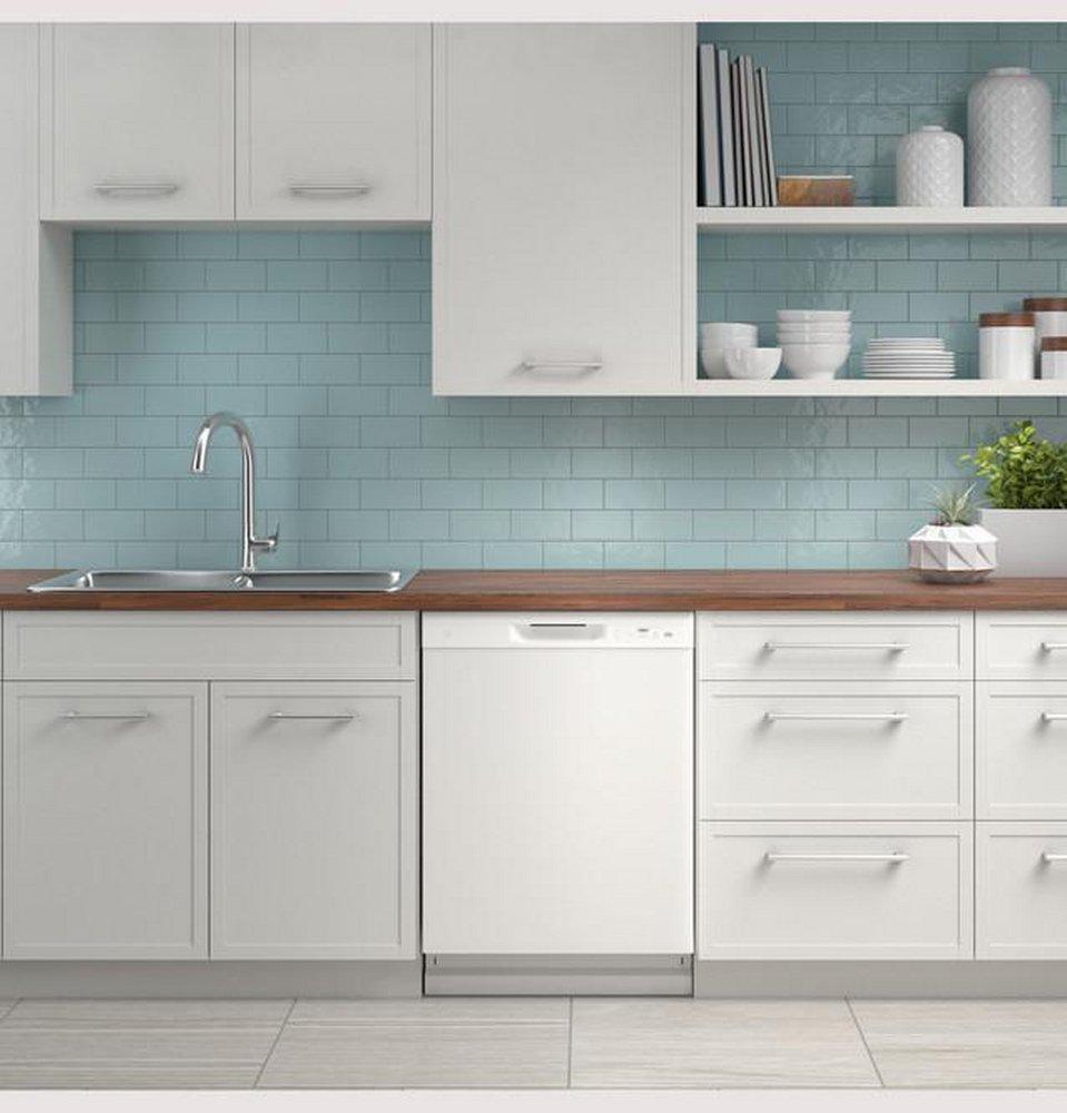 GE&reg; White 23-3/4 in. Built-in Dishwasher 