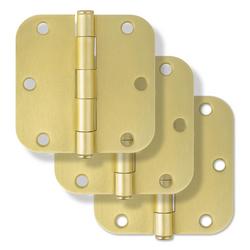 3-1/2 in. Steel Door Hinge in Champagne Brass (Pack of 3)
