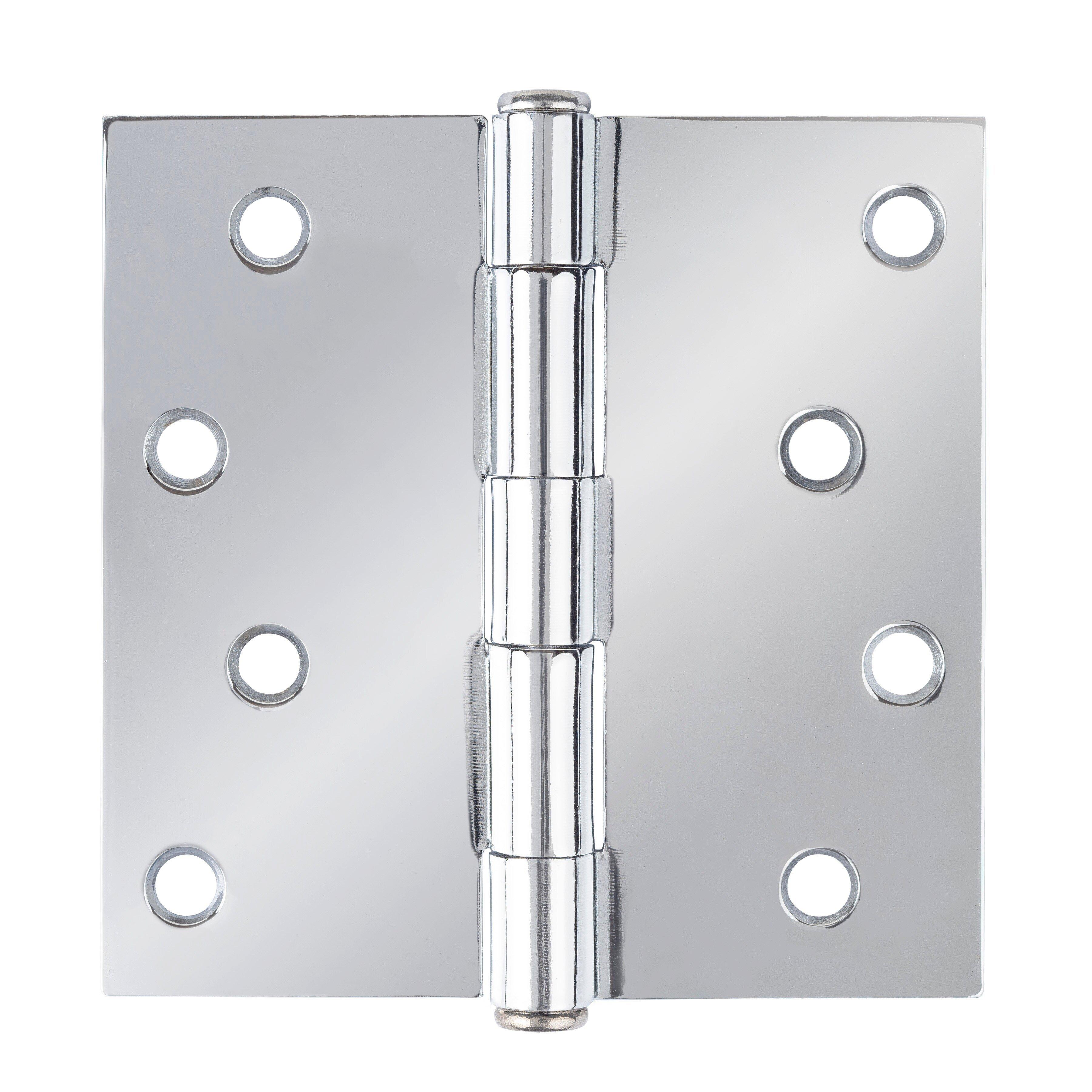 Westcraft Polished Chrome 4 in. Steel Door Hinge (Pack of 2) 