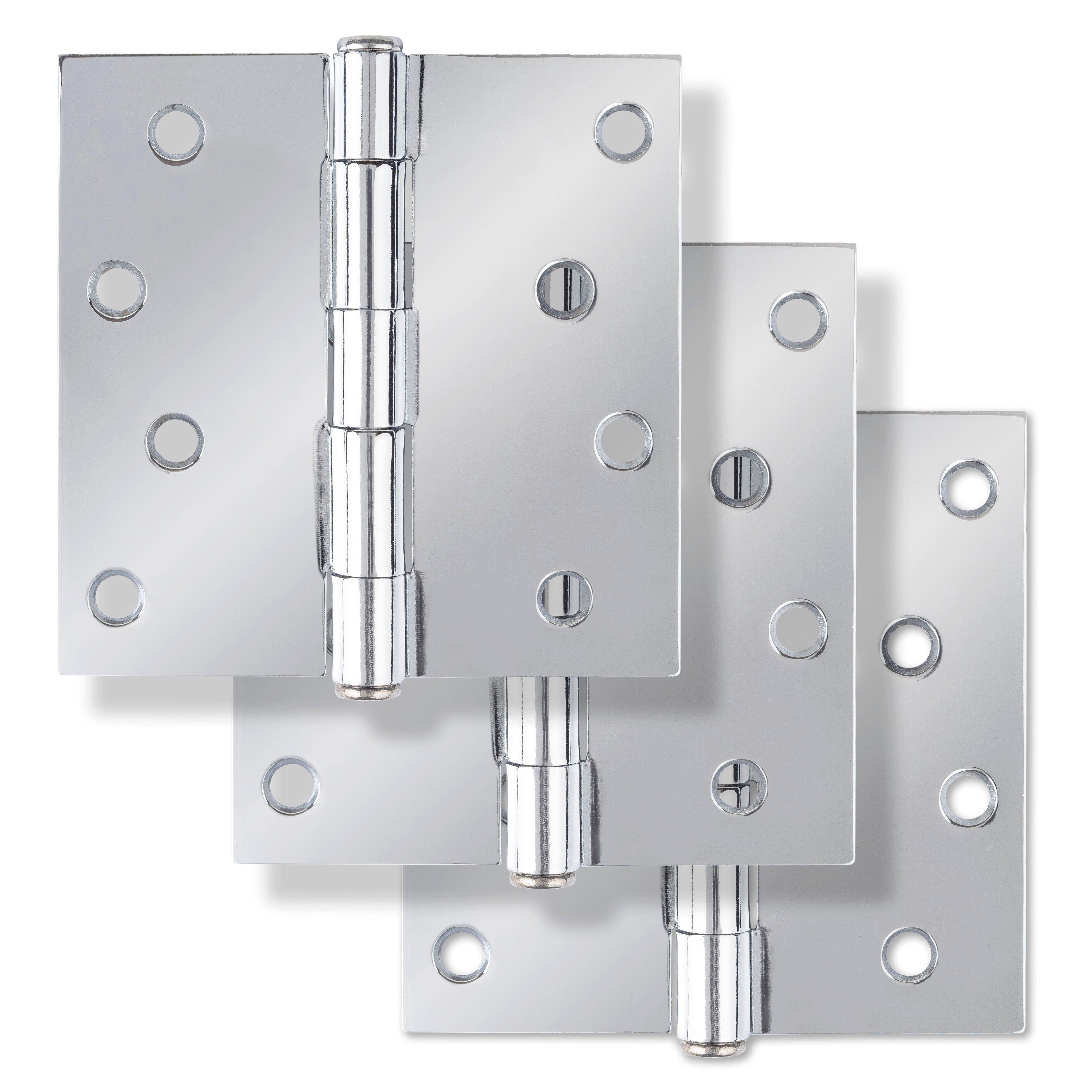 Westcraft Polished Chrome 4 in. Steel Door Hinge (Pack of 2) 