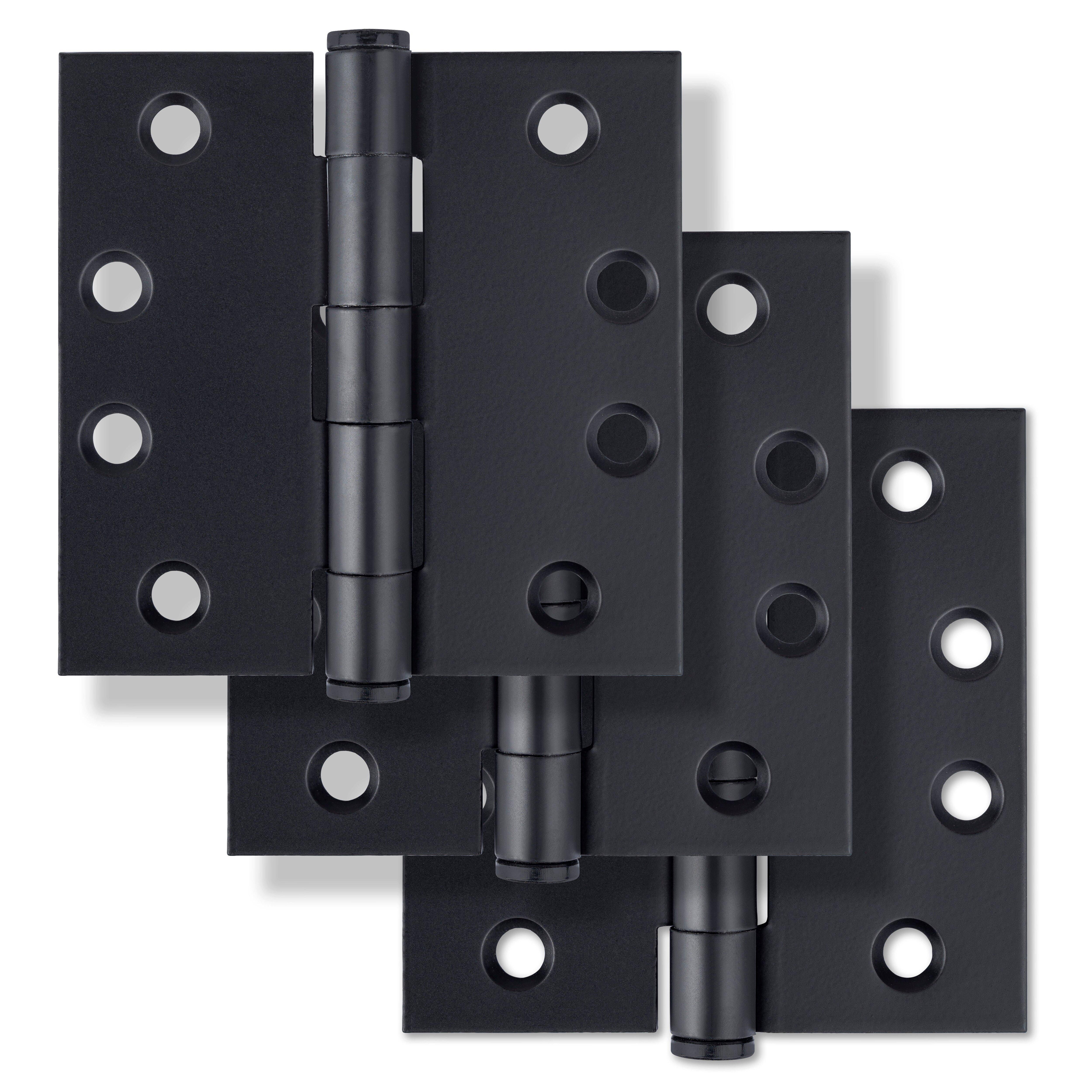 Westcraft Matte Black 4 in. Steel Door Hinge (Pack of 3) 