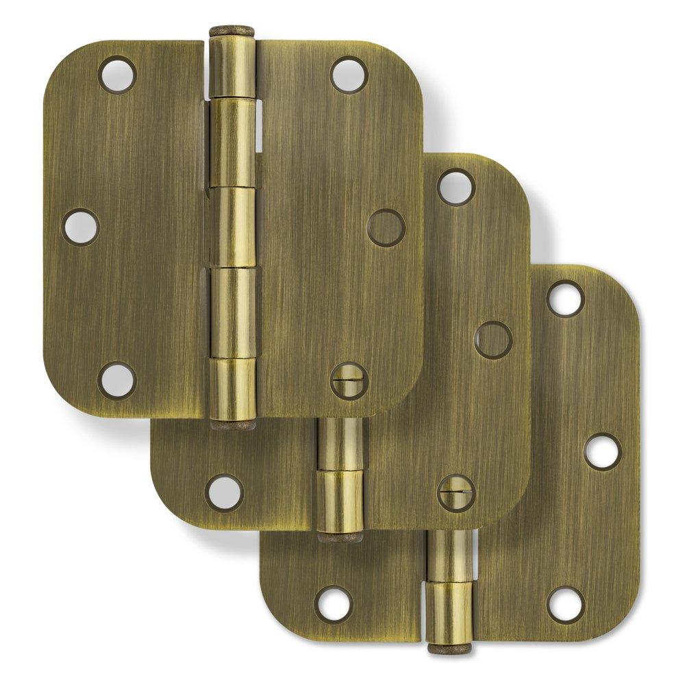 Westcraft Antique Brass 3-1/2 in. Steel Door Hinge (Pack of 3) 