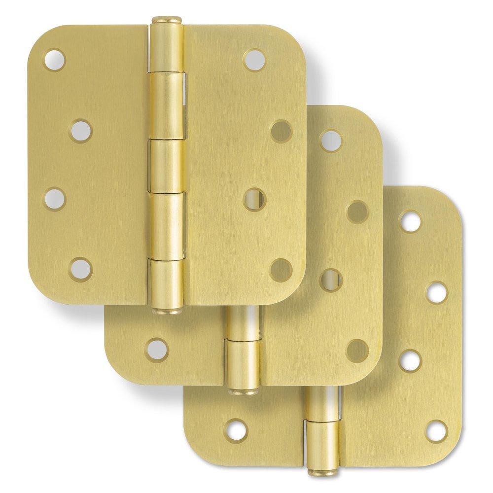 Westcraft Champagne Brass 4 in. Steel Door Hinge (Pack of 3) 