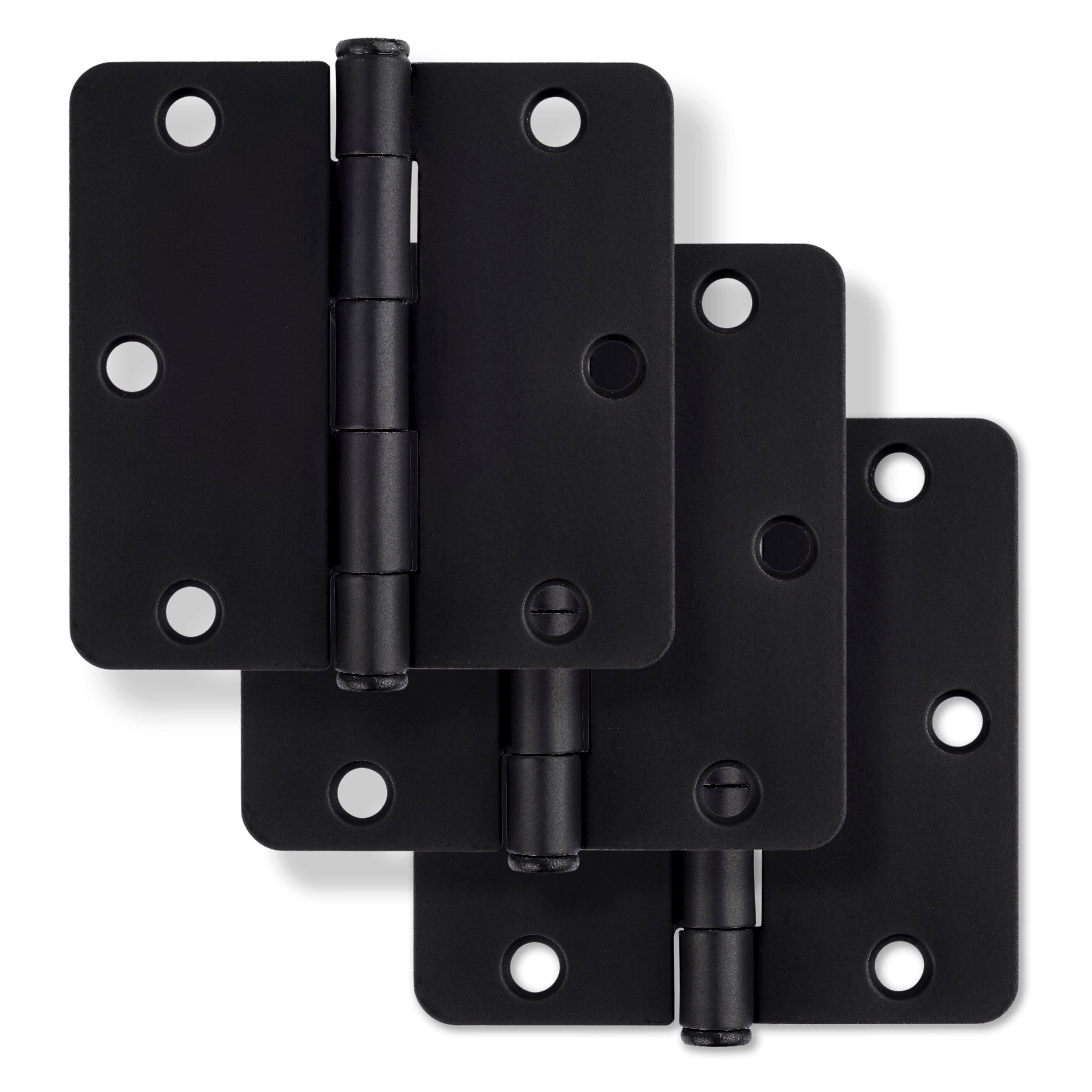 Westcraft Matte Black 3-1/2 in. Steel Door Hinge (Pack of 3) 