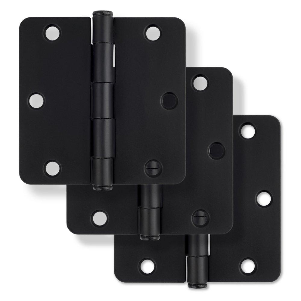 Westcraft Matte Black 3-1/2 in. Steel Door Hinge (Pack of 3) 