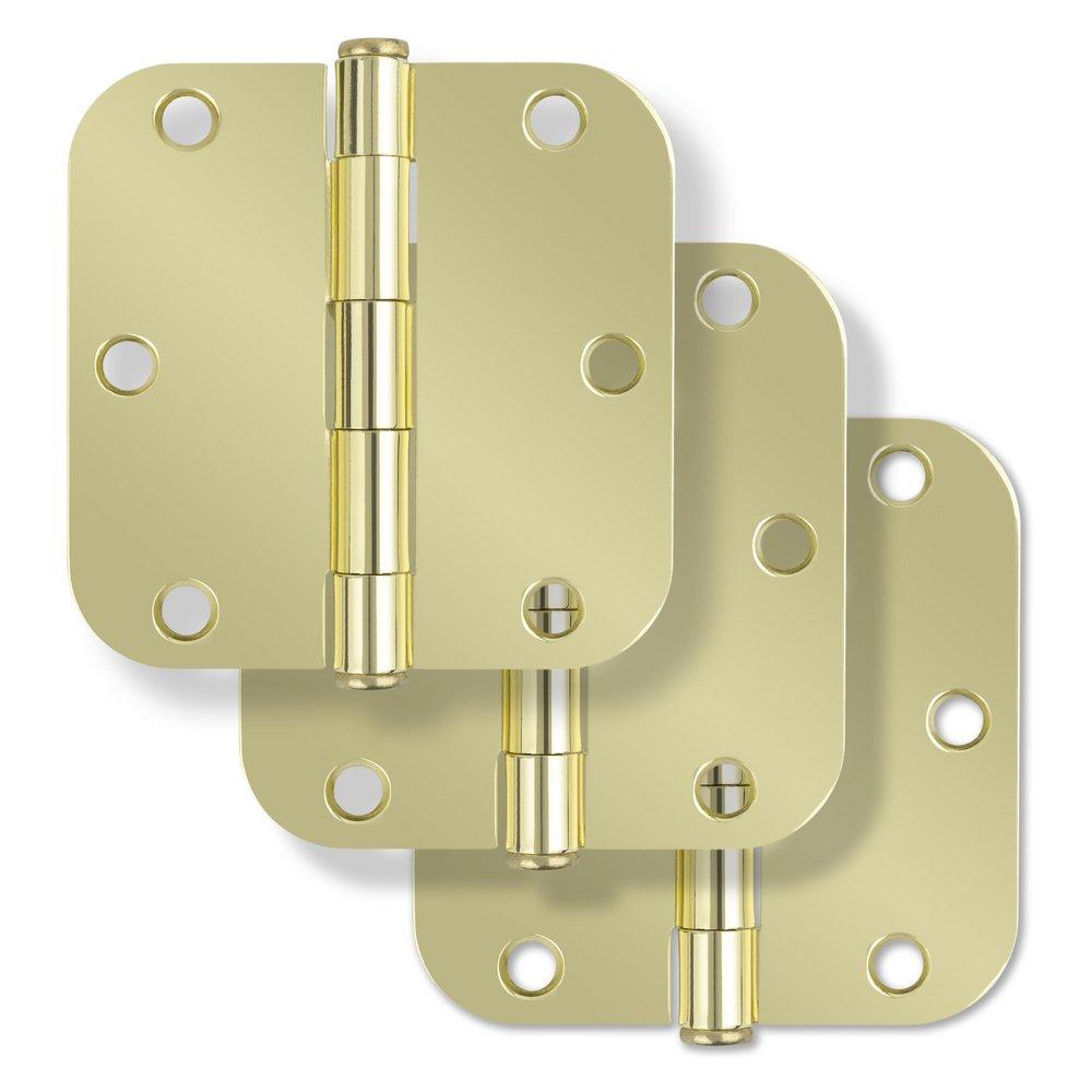 Westcraft Polished Brass 3-1/2 in. Steel Door Hinge (Pack of 3) 