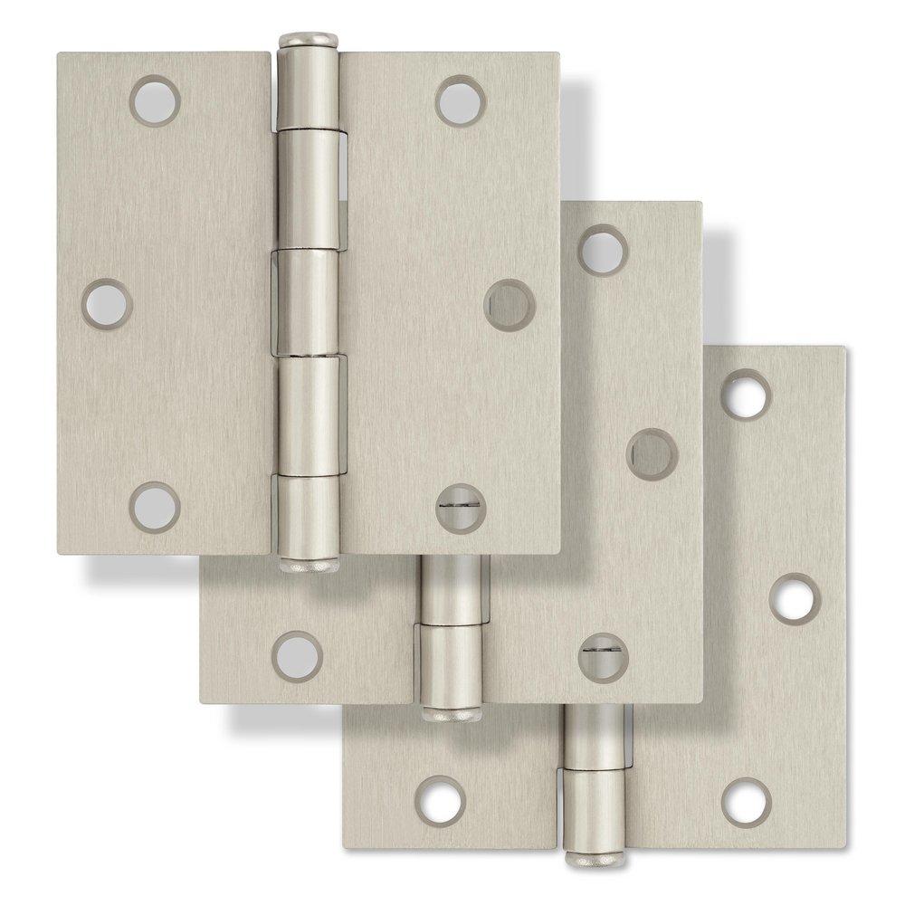 Westcraft Satin Nickel 3-1/2 in. Steel Door Hinge (Pack of 3) 