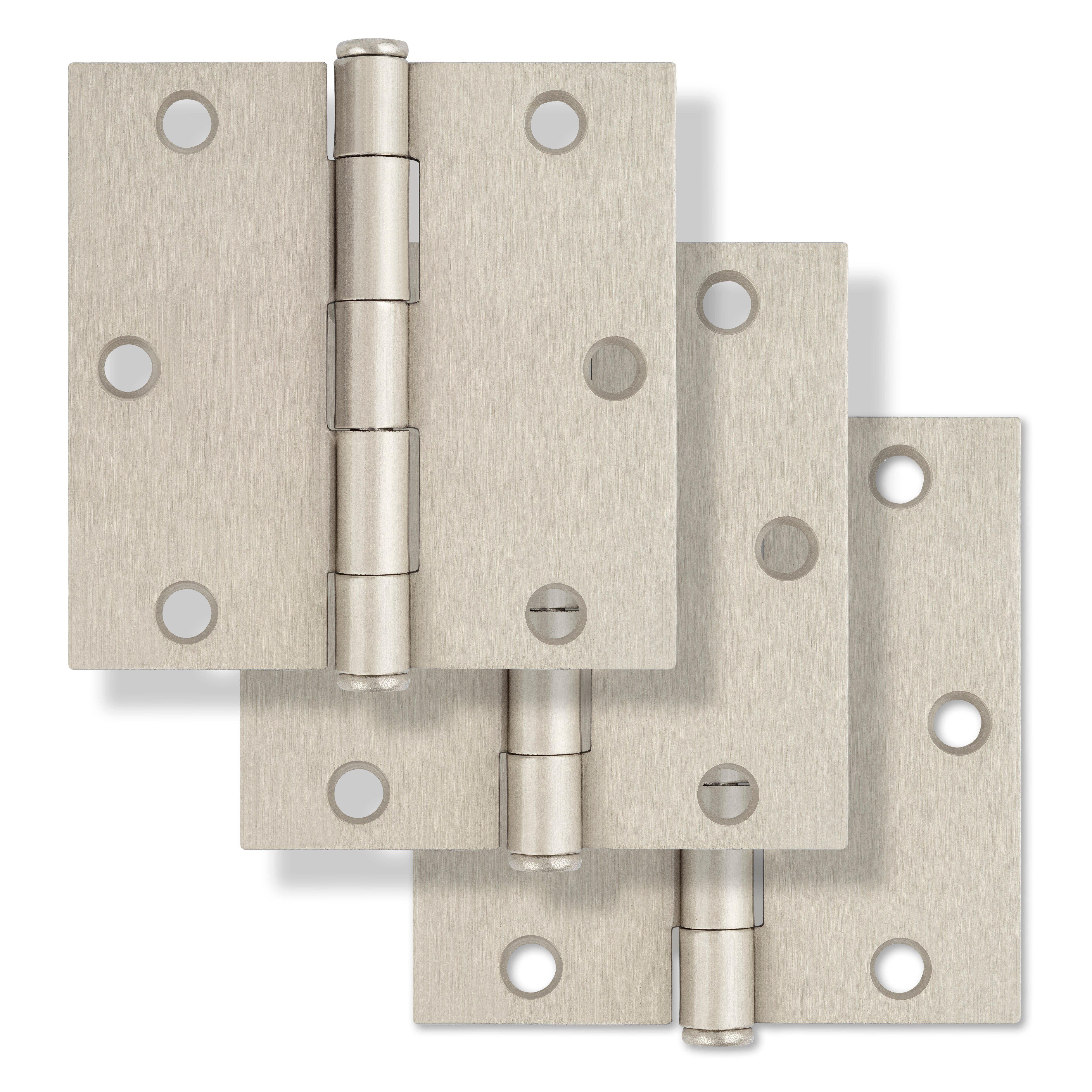 Westcraft Satin Nickel 3-1/2 in. Steel Door Hinge (Pack of 3) 