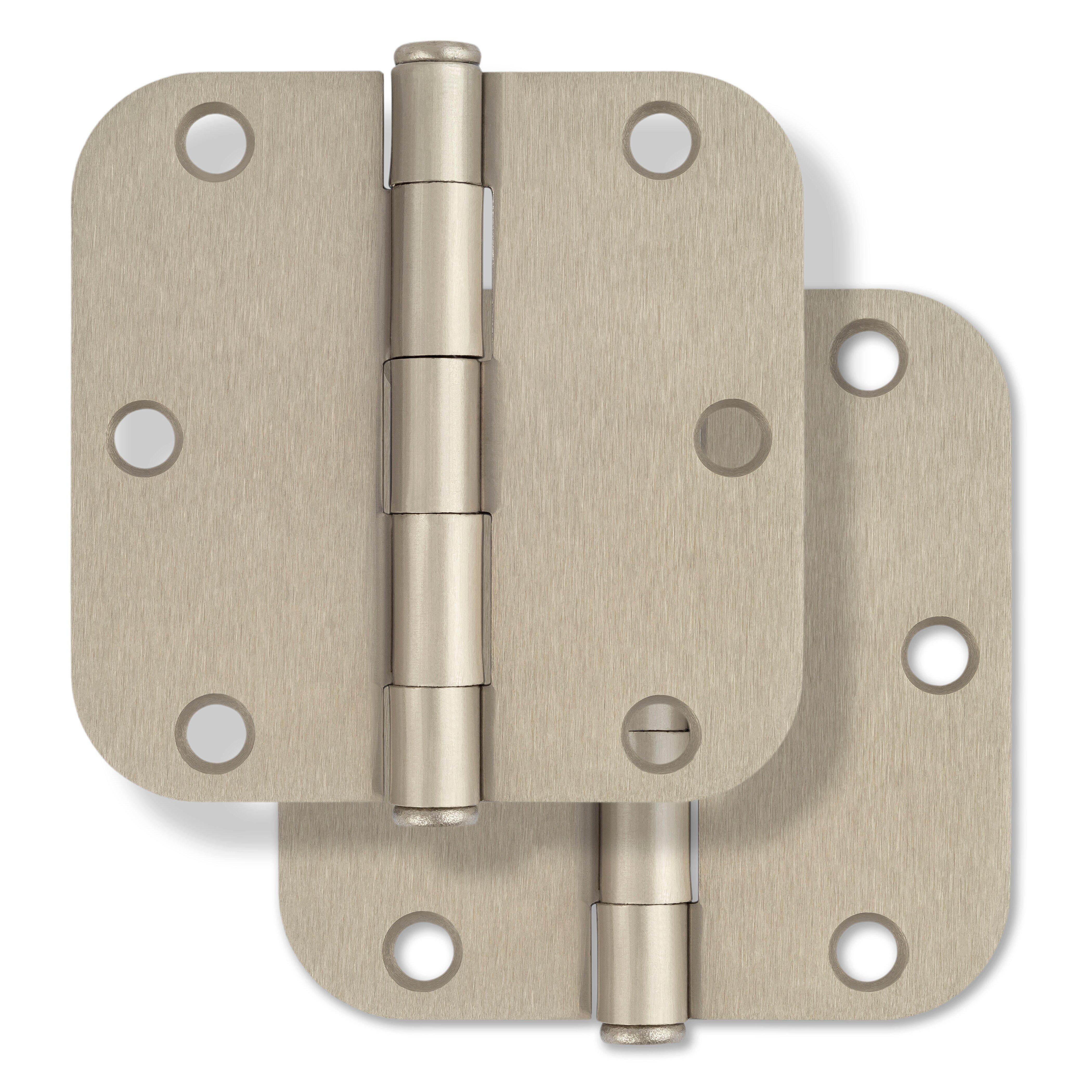 Westcraft Satin Nickel 3-1/2 in. Steel Door Hinge (Pack of 2) 