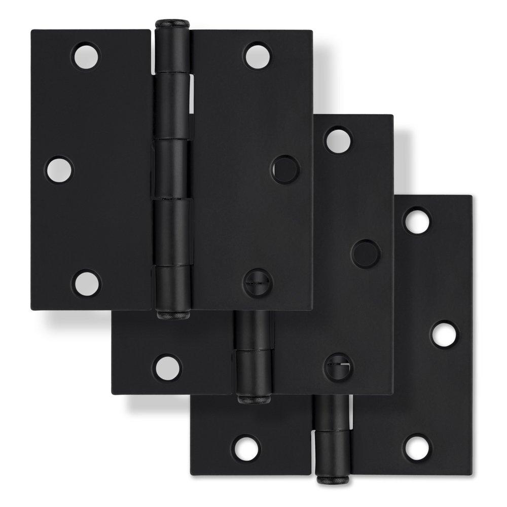 Westcraft Matte Black 3-1/2 in. Steel Door Hinge (Pack of 3) 