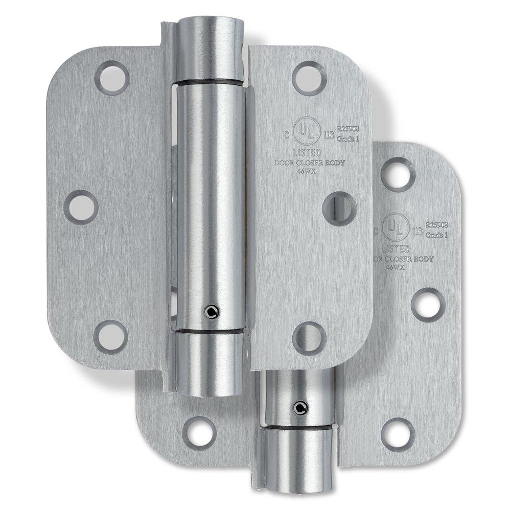 Westcraft Satin Chrome 3-1/2 in. Steel Spring Door Hinge (Pack of 2) 