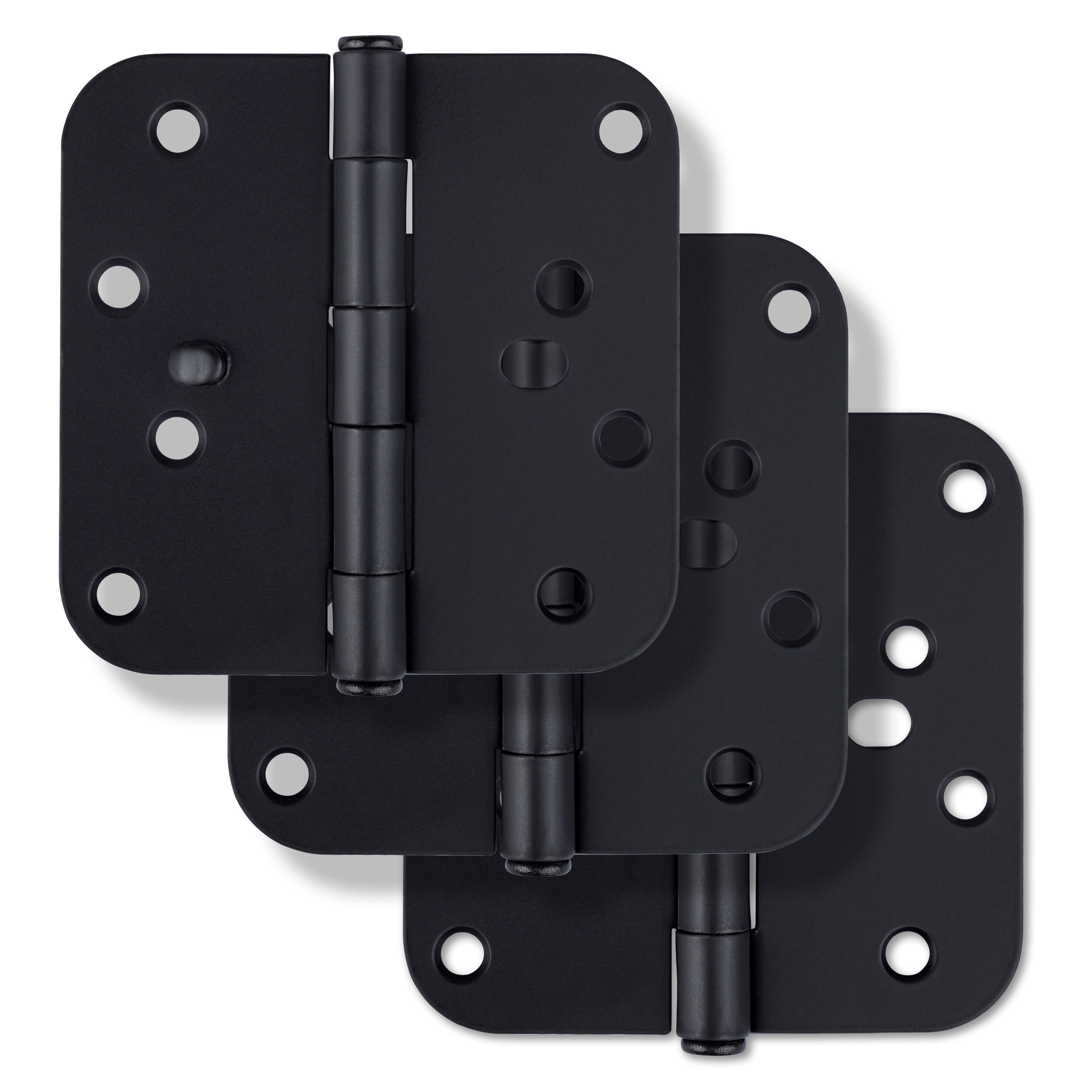 Westcraft Matte Black 4 in. Steel Security Door Hinge (Pack of 3) 