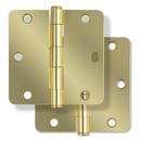 Westcraft Satin Brass 3-1/2 in. Steel Door Hinge (Pack of 2) 