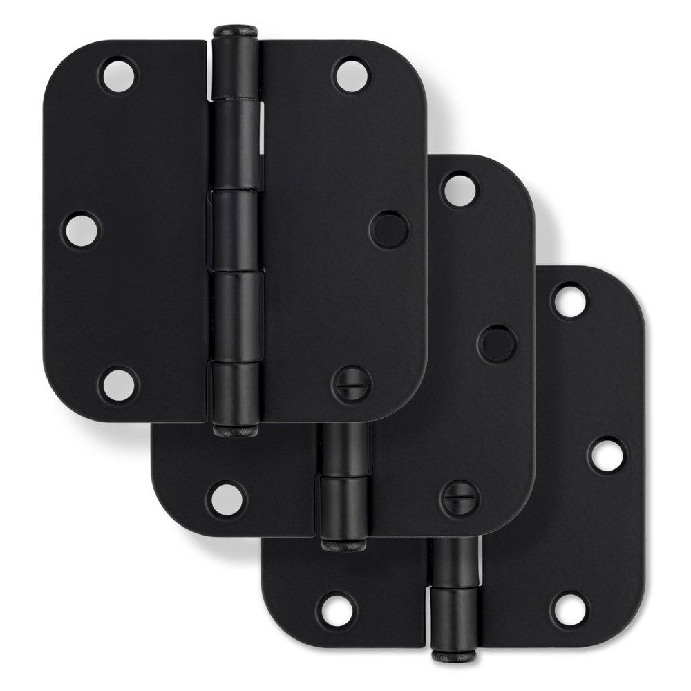 Westcraft Matte Black 3-1/2 in. Steel Door Hinge (Pack of 3) 