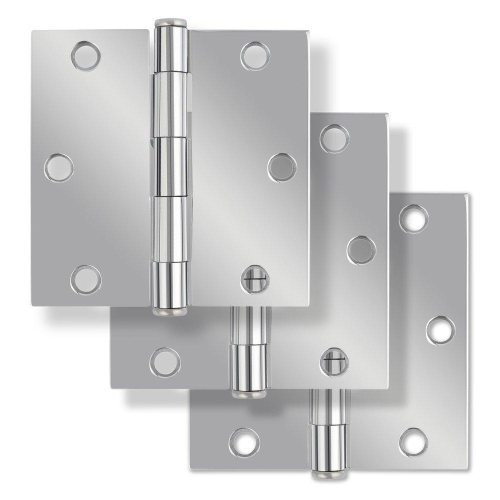 Westcraft Polished Chrome 3-1/2 in. Steel Door Hinge (Pack of 3) 