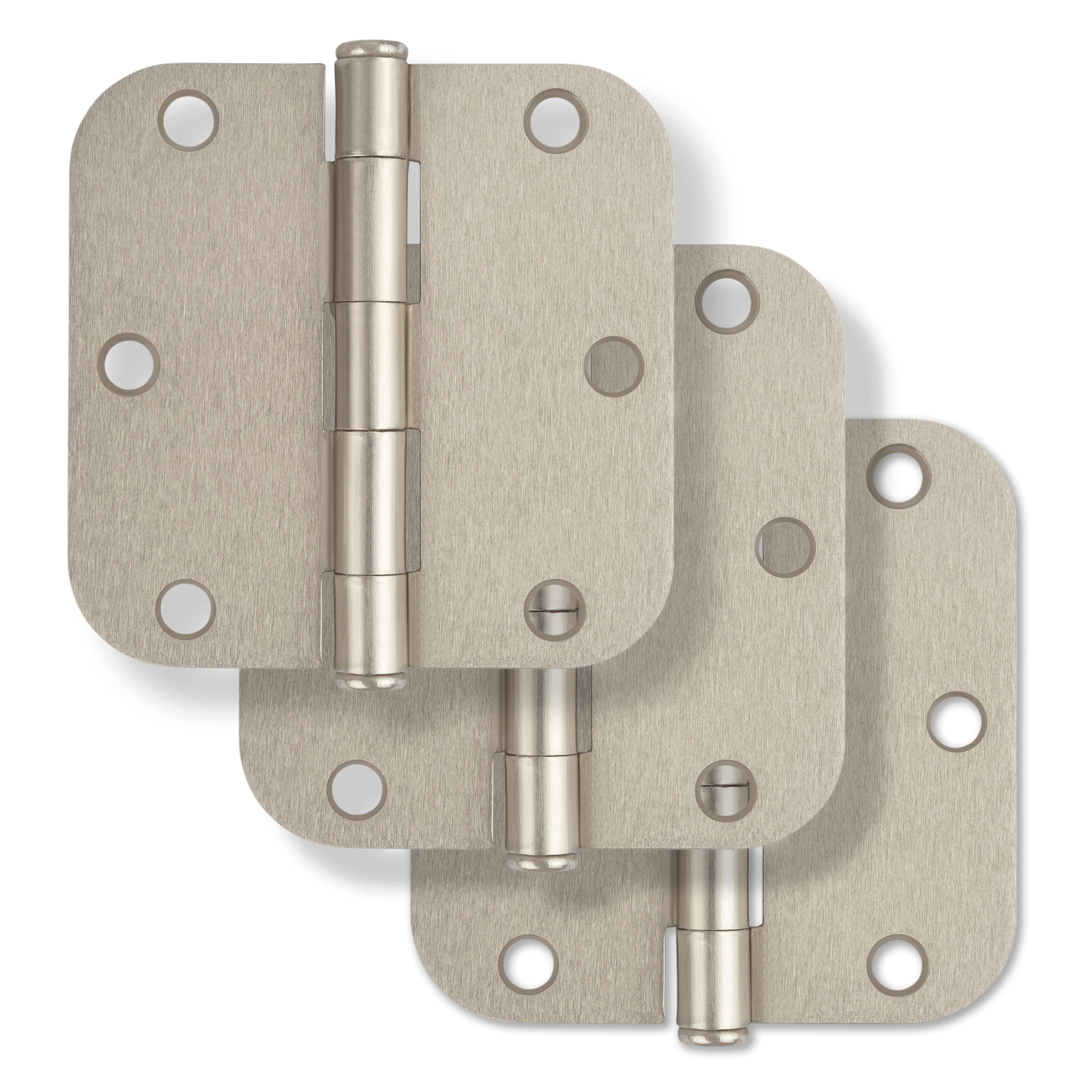Westcraft Satin Nickel 3-1/2 in. Steel Door Hinge (Pack of 3) 