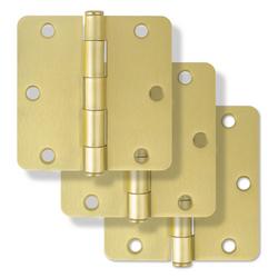 3-1/2 in. Steel Door Hinge in Champagne Brass (Pack of 3)