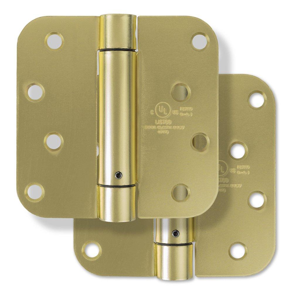 Westcraft Satin Brass 4 in. Steel Spring Door Hinge (Pack of 2) 