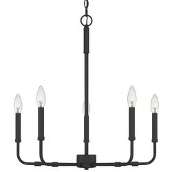 60W 5-Light 1-Tier Incandescent Chandelier in Matte Black