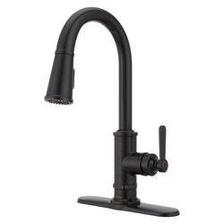 Single Handle Pull Down Kitchen Faucet in Tuscan Bronze