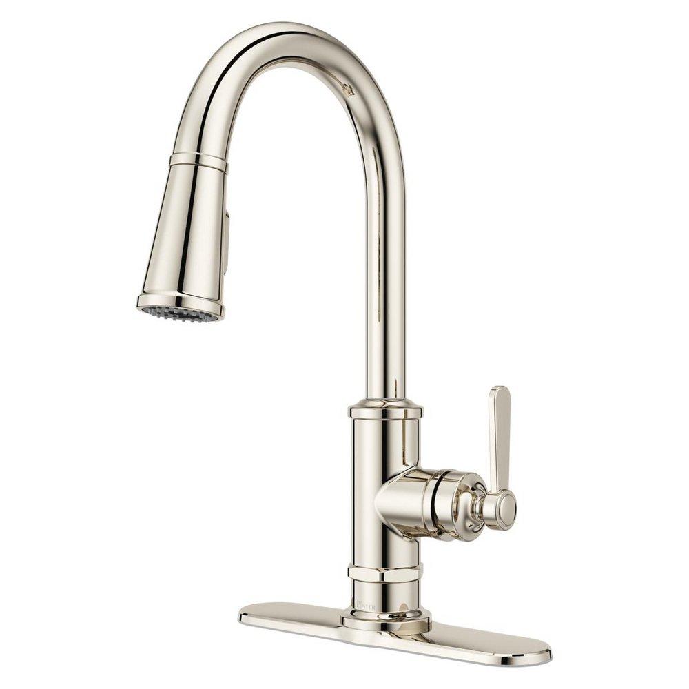 Pfister Polished Nickel Single Handle Pull Down Kitchen Faucet 