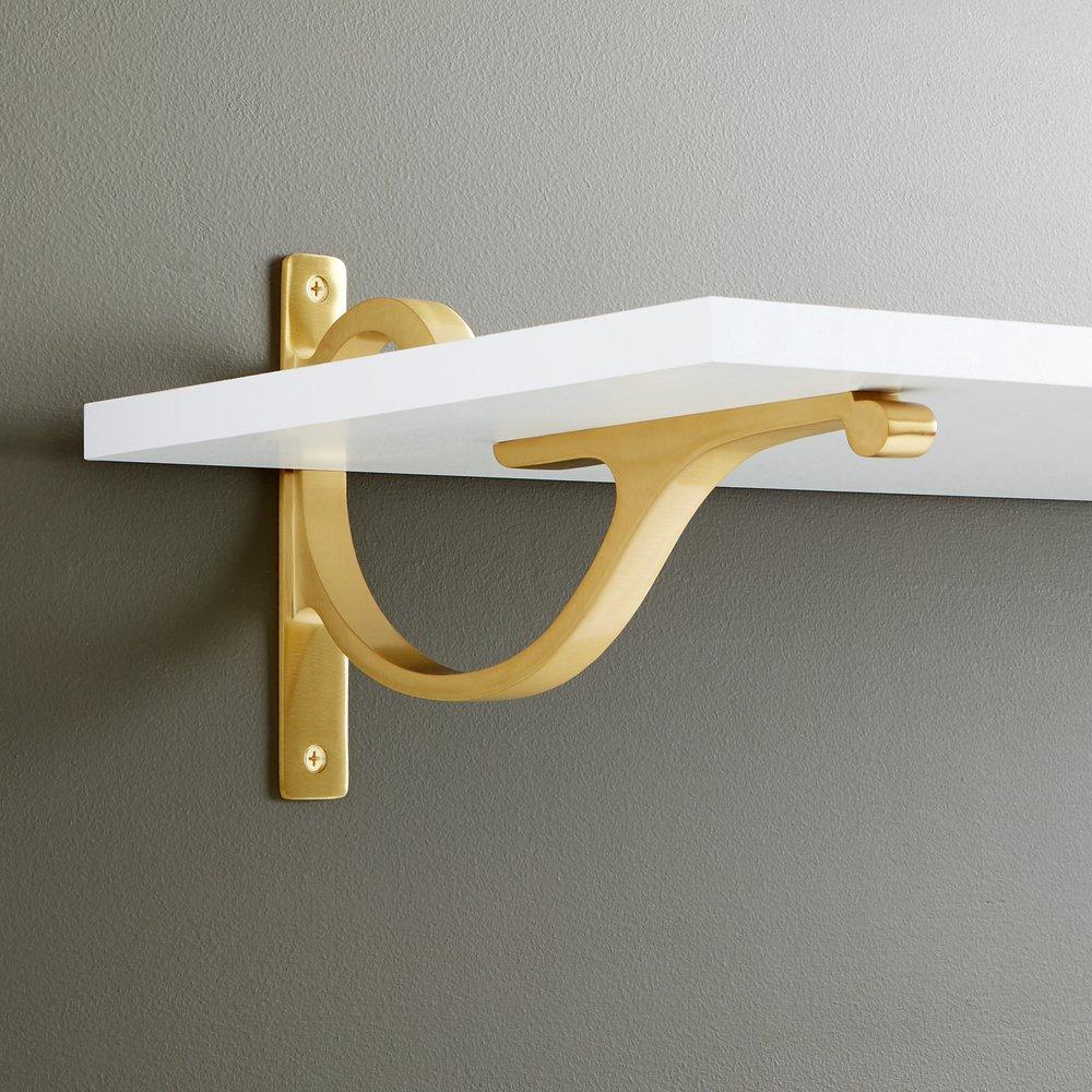Signature Hardware Brushed Brass 9-7/8 in. Solid Brass Shelf Bracket 