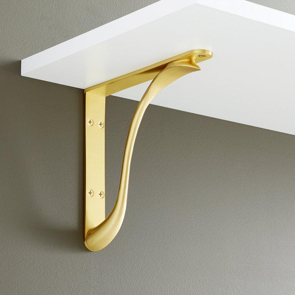 Signature Hardware Brushed Brass 4 in. Solid Brass Shelf Bracket 