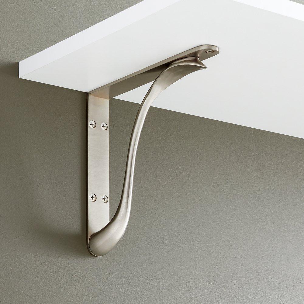 Signature Hardware Brushed Nickel 4 in. Solid Brass Shelf Bracket 