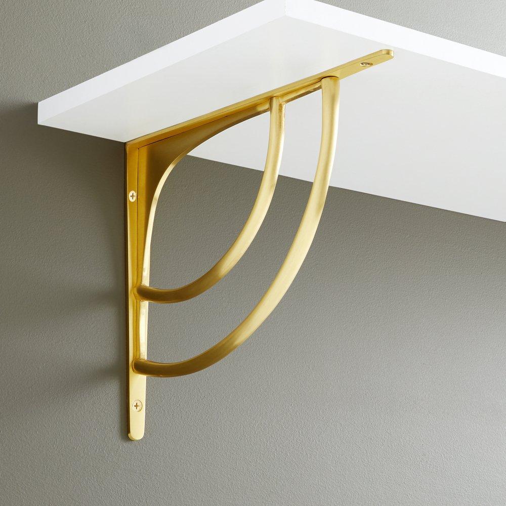 Signature Hardware Brushed Brass 8 in. Solid Brass Shelf Bracket 