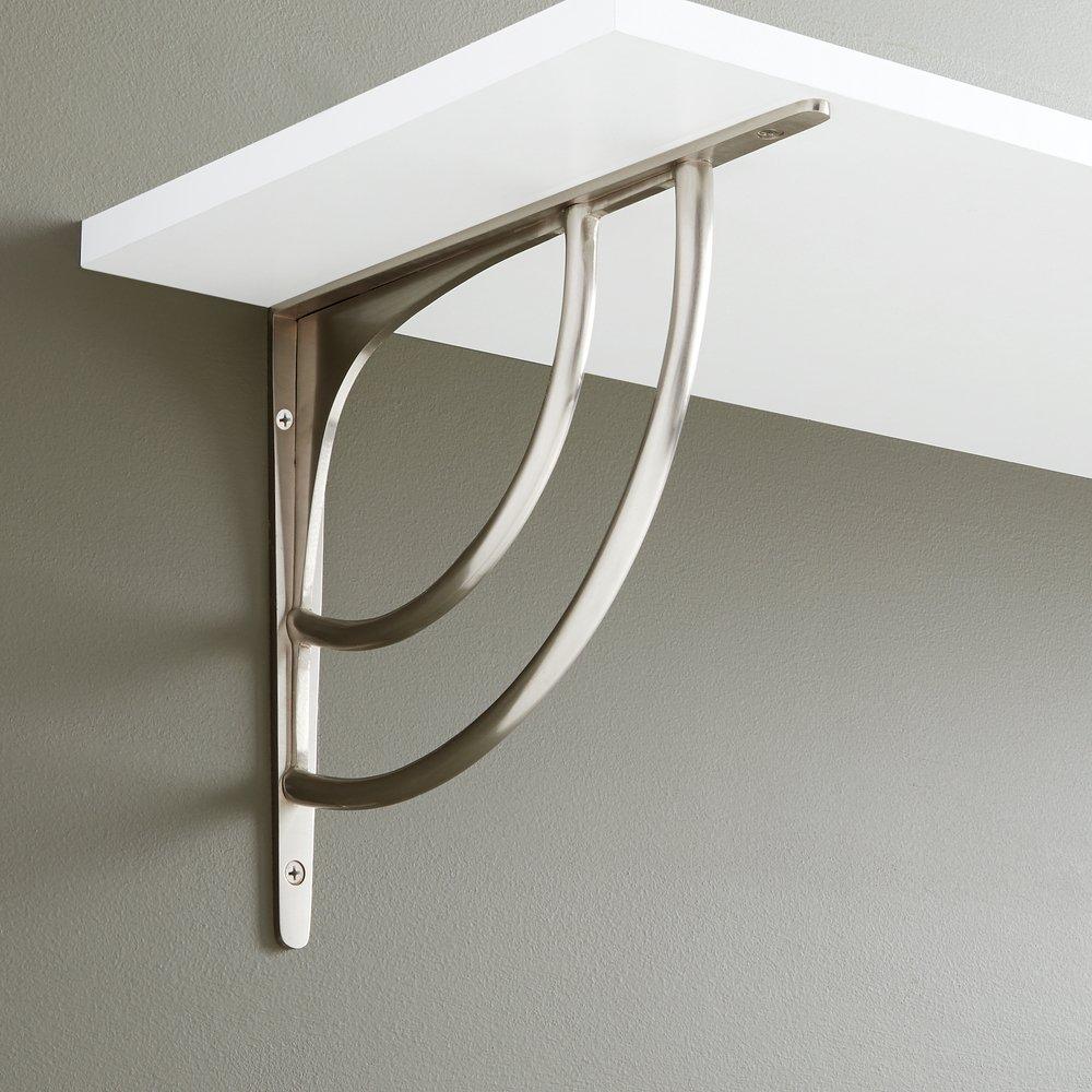 Signature Hardware Brushed Nickel 8 in. Solid Brass Shelf Bracket 