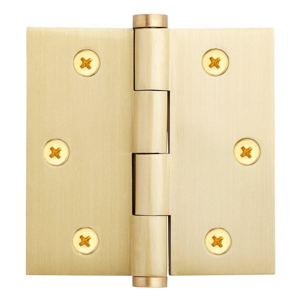Signature Hardware Satin Brass 3-1/2 in. Solid Brass Mortise Door Hinge 