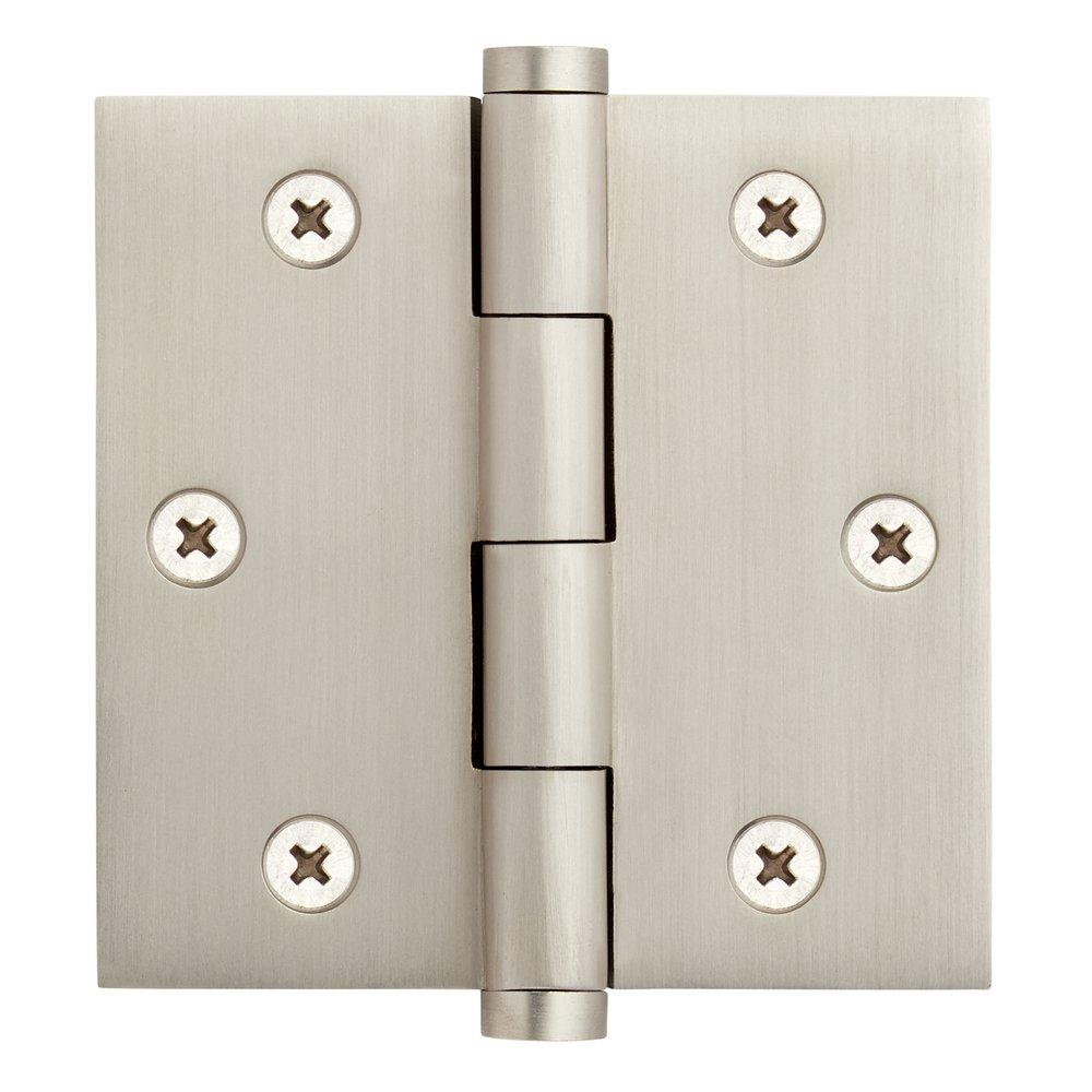 Signature Hardware Brushed Nickel 3-1/2 in. Solid Brass Mortise Door Hinge 