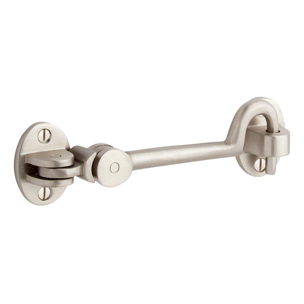 Signature Hardware Brushed Nickel 5-1/2 x 1-1/2 in. Solid Brass Cabin Door Hook in Brushed Nickel 