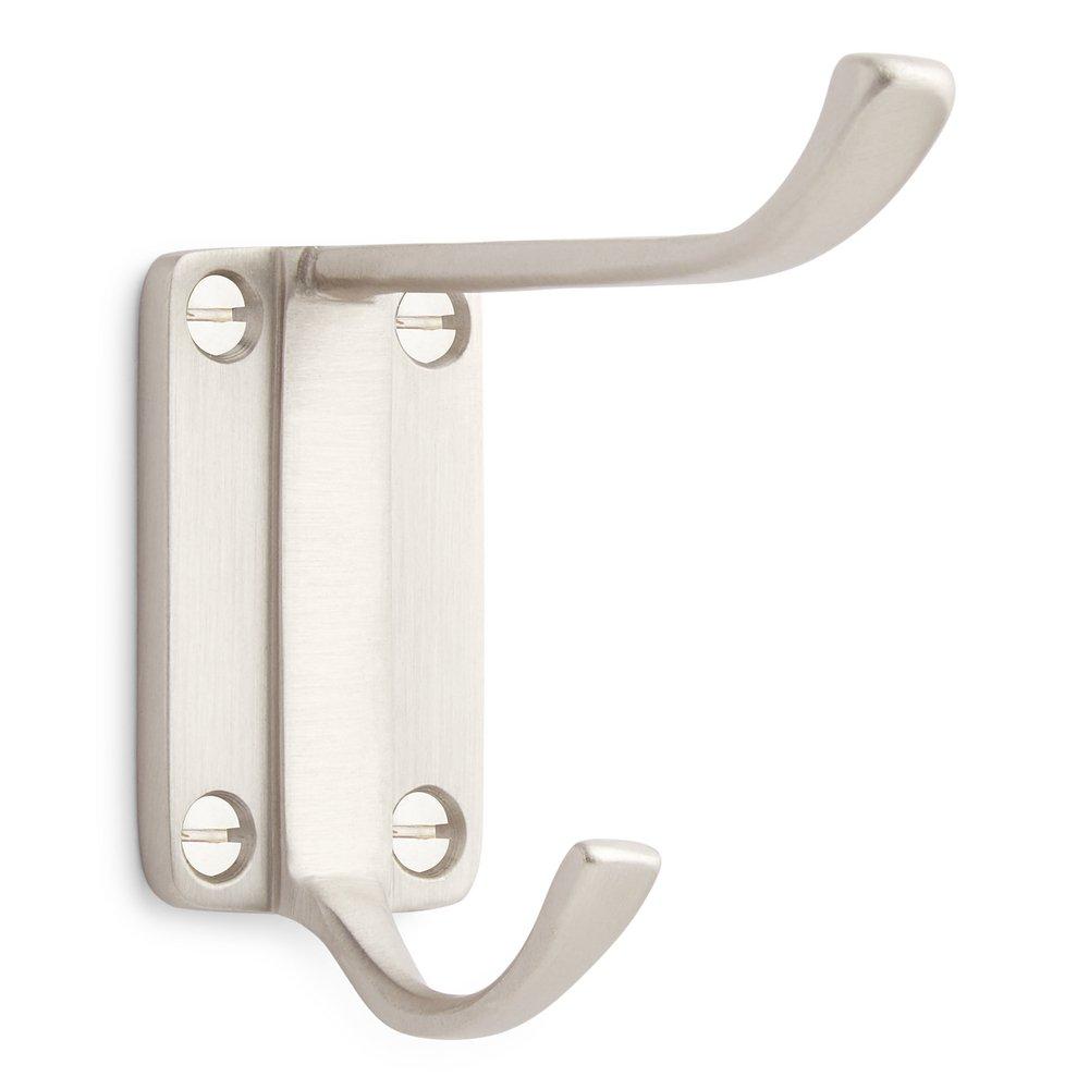 Signature Hardware Brushed Nickel Solid Brass Coat Hook 
